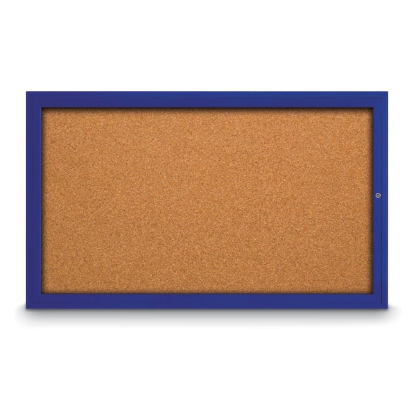 United Visual Products Slim Enclosed Corkboard, 24"x36", Black Alum Frame/Amethyst UVEB2436-BLACK-AMETHY - main
